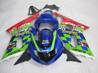Azul Verde Rojo Telefumia Movistar Carenado Moto GSXR 600 K1 K2 K3 01-03