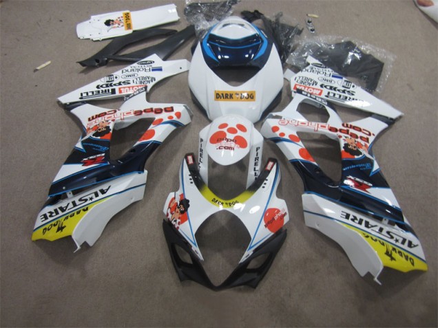Blanco Azul Oscuro Dog Carenado Moto GSXR 1000 K7 07-08 Blanco Azul Oscuro Dog Carenado Moto GSXR 1000 K7 07-08