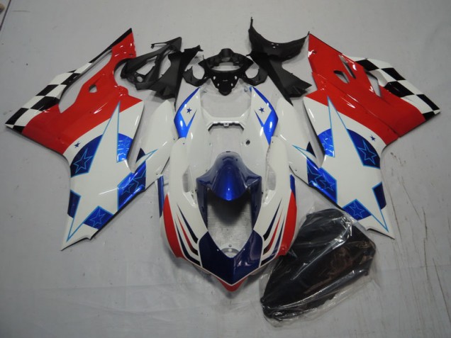 Blanco Azul Rojo Carenado Moto Ducati 1199 11-14 Blanco Azul Rojo Carenado Moto Ducati 1199 11-14