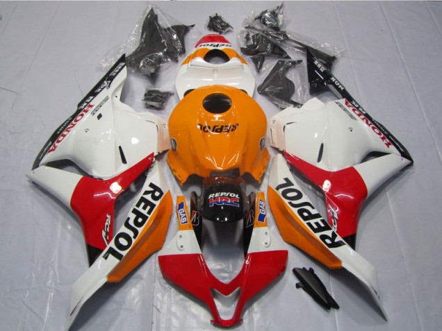 Blanco Naranja Negro Repsol Carenado Moto CBR 600 RR 09-12 Blanco Naranja Negro Repsol Carenado Moto CBR 600 RR 09-12