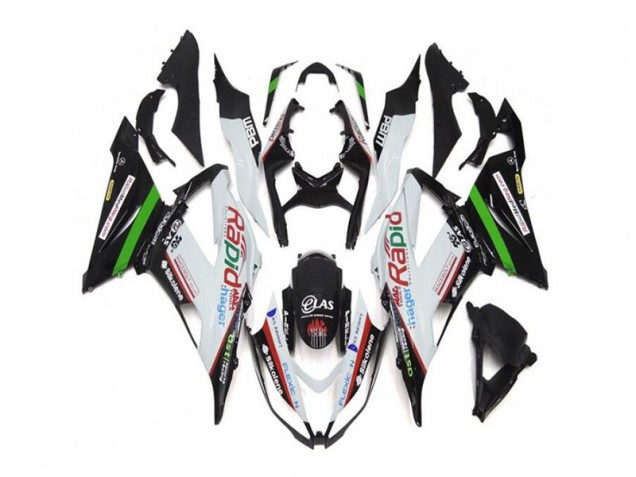Blanco Negro ABS Kits Carenado Moto ZX6R 13-18 Blanco Negro ABS Kits Carenado Moto ZX6R 13-18