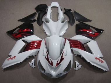 Blanco Rojo Ninja Carenado Moto ZX14R ZZR 1400 06-11