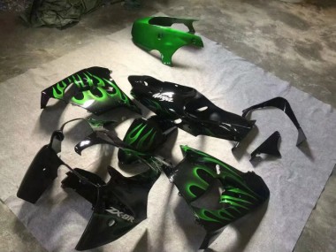 Brillante Negro Verde Llama Carenado Moto ZX9R 00-01