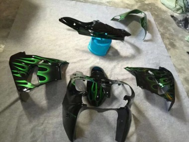 Brillante Negro Verde Llama Carenado Moto ZX9R 02-03