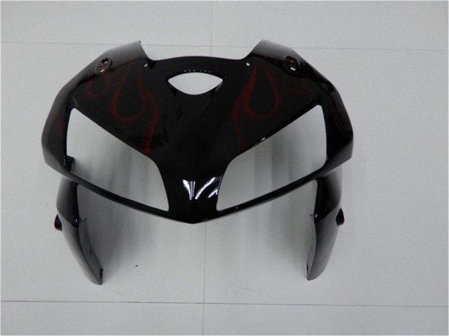 Online Negro Brillante Rojo Llama Kits Carenados Moto Honda CBR600RR 2005-2006