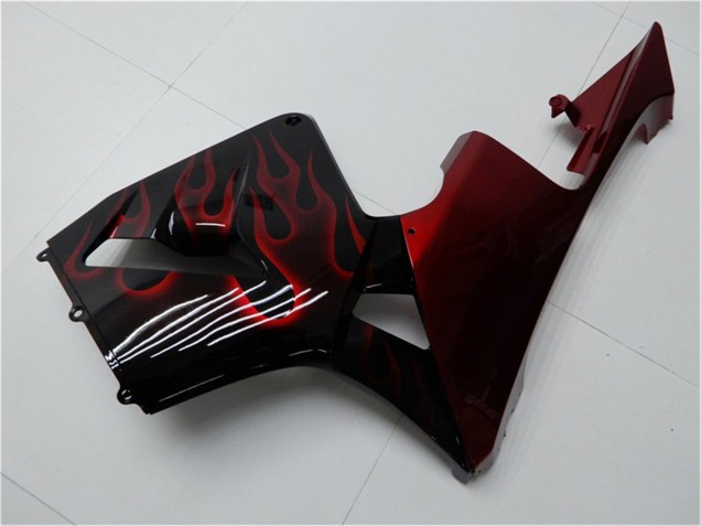 Online Negro Brillante Rojo Llama Kits Carenados Moto Honda CBR600RR 2005-2006