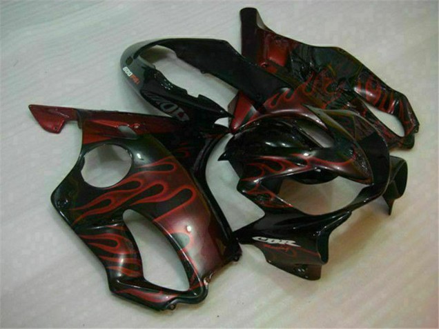 Online Negro Brillante Rojo Llama Carenado Moto Honda CBR600 F4i 2004-2007