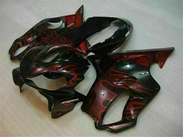 Online Negro Brillante Rojo Llama Carenado Moto Honda CBR600 F4i 2004-2007