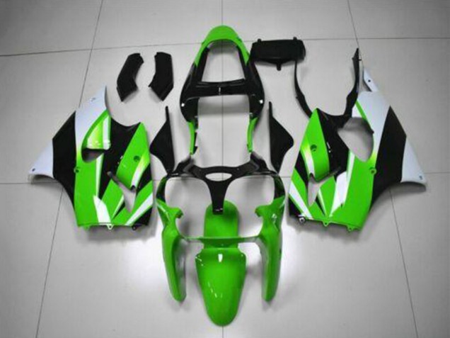 Online Verde Blanco Negro Kits Carenados Moto Kawasaki ZX6R 2000-2002