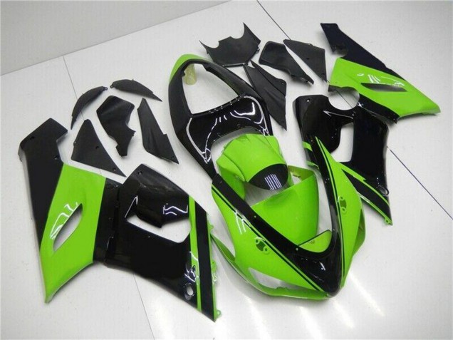Online Verde Negro Brillante Carenados Moto Kawasaki ZX6R 2005-2006