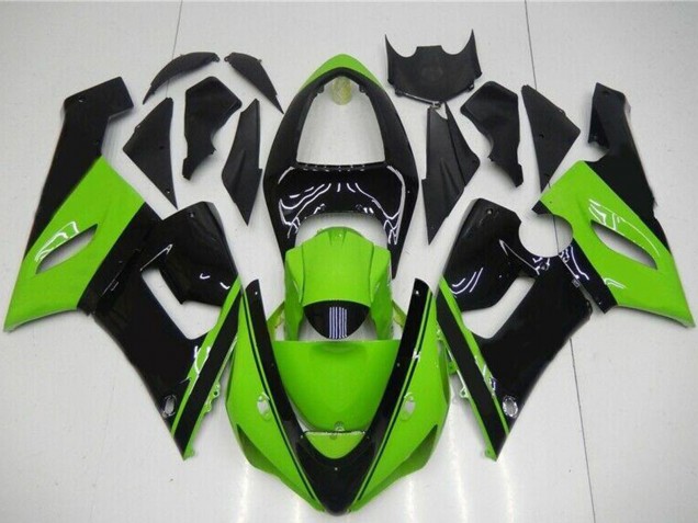 Online Verde Negro Brillante Carenados Moto Kawasaki ZX6R 2005-2006