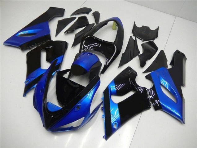 Online Azul Negro Brillante Kits Carenados Moto Kawasaki ZX6R 2005-2006