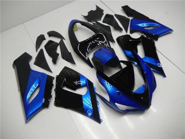 Online Azul Negro Brillante Kits Carenados Moto Kawasaki ZX6R 2005-2006