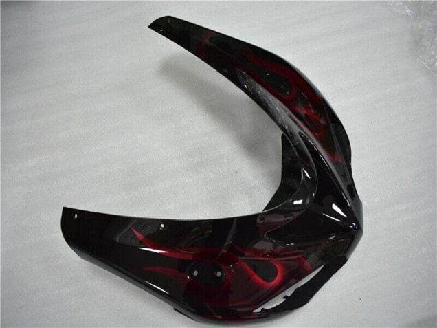 Online Negro Brillante Rojo Llama Carenados Moto Kawasaki ZX10R 2006-2007