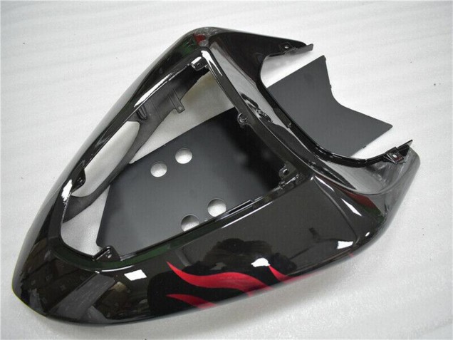 Online Negro Brillante Rojo Llama Carenados Moto Kawasaki ZX10R 2006-2007