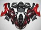 Online Negro Brillante Rojo Llama Carenados Moto Kawasaki ZX10R 2006-2007
