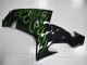 Online Negro Brillante Verde Llama Carenado Moto Kawasaki ZX10R 2006-2007