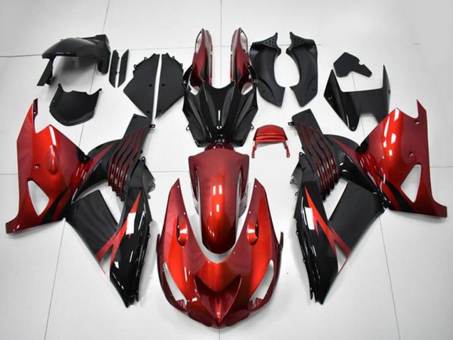 Online Rojo Negro Carenado Moto Kawasaki ZX14R ZZR1400 2006-2011