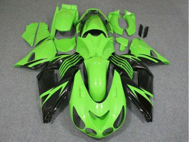 Online Verde Negro Brillante Carenados Moto Kawasaki ZX14R ZZR1400 2006-2011