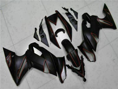 Online Negro Mate Rojo Raya Carenado Moto Kawasaki EX650 2009-2011