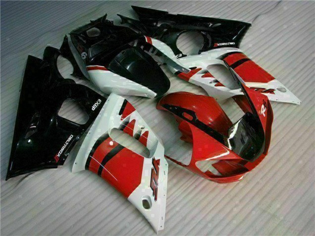 Online Blanco Rojo Negro Brillante Carenados Moto Yamaha YZF R6 1998-2002