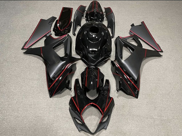Online Negro Brillante Negro Mate Rojo Carenado Moto Suzuki GSXR 1000 2007-2008