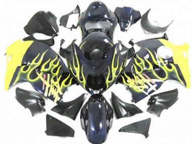 Online Negro Brillante Amarillo Llama Carenado Moto Suzuki GSXR 1300 1996-2007