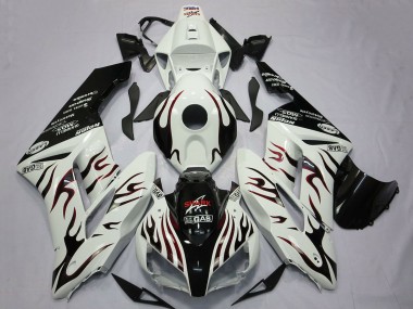 Online Blanco Negro Brillante Rojo Llama Carenado Moto Honda CBR1000RR 2004-2005