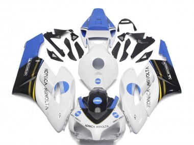 Online Blanco Azul Claro Negro Brillante Konica Minolta Carenado Moto Honda CBR1000RR 2004-2005