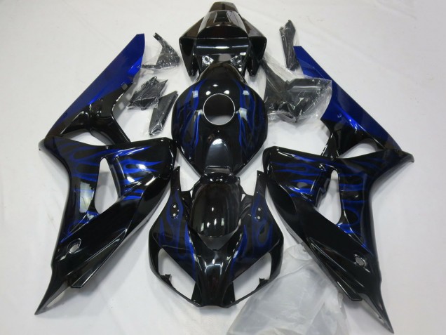 Online Negro Brillante Azul Llama Carenado Moto Honda CBR1000RR 2006-2007