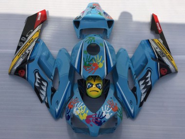 Online Azul Amarillo Negro Rojo Tiburón Carenado Moto Honda CBR1000RR 2004-2005
