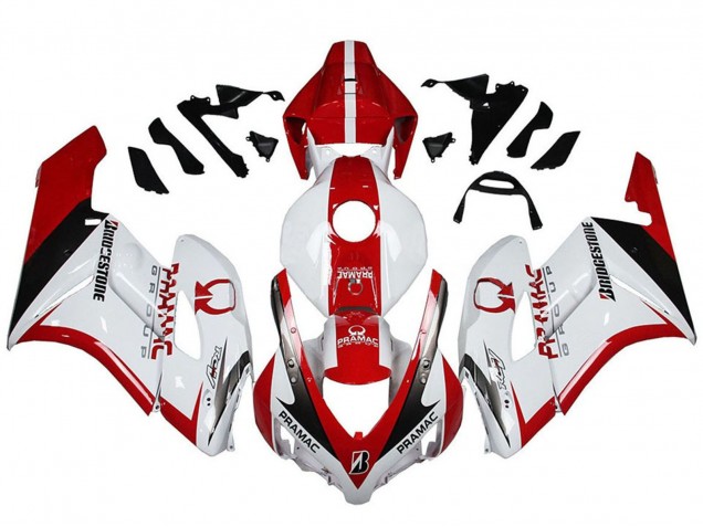 Online Blanco Rojo Negro Brillante Pramac Bridgestone Carenado Moto Honda CBR1000RR 2004-2005