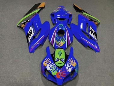 Online Azul Verde Naranja Negro Tiburón Carenado Moto Honda CBR1000RR 2004-2005
