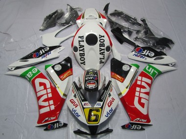 Online Blanco Rojo Verde Givi PlayBoy Carenado Moto Honda CBR1000RR 2012-2016