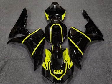 Online Negro Brillante Alta Visibilidad Amarillo 99 Carenados Moto Honda CBR1000RR 2006-2007