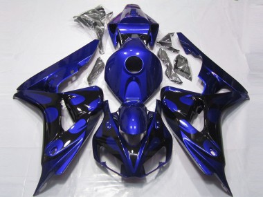 Online Azul Negro Brillante Llama Carenado Moto Honda CBR1000RR 2006-2007