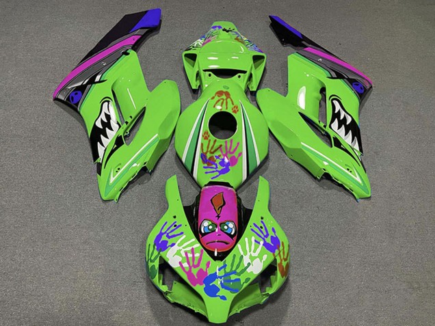 Online Verde Púrpura Azul Negro Tiburón Carenado Moto Honda CBR1000RR 2004-2005