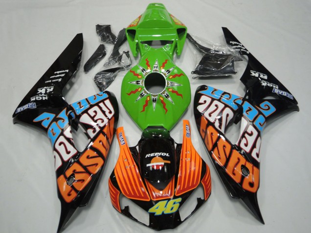 Online Verde Naranja Azul Negro Brillante Rossi 46 Carenado Moto Honda CBR1000RR 2006-2007