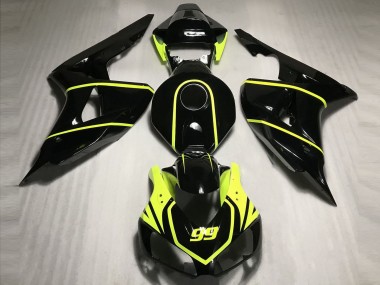 Online Negro Brillante Alta Visibilidad Amarillo 99 Carenado Moto Honda CBR1000RR 2006-2007