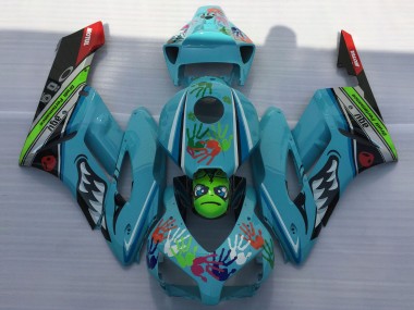 Online Azul Verde Negro Rojo Tiburón Carenado Moto Honda CBR1000RR 2004-2005