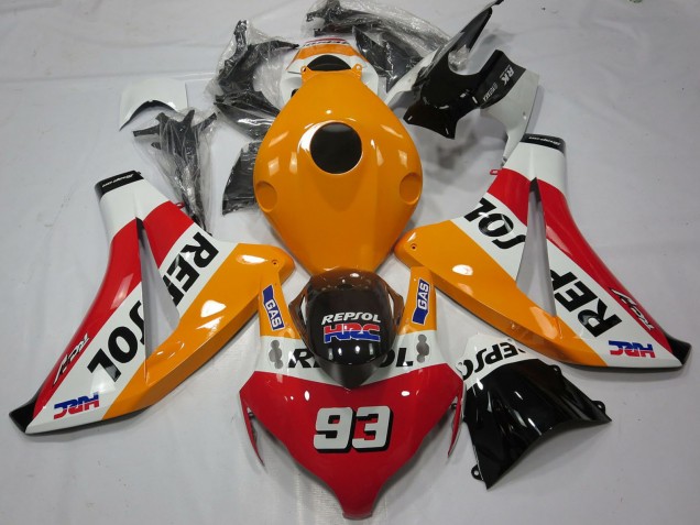 Online Naranja Blanco Rojo Negro Brillante Repsol 93 Carenado Moto Honda CBR1000RR 2008-2011