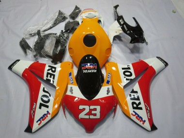 Online Naranja Blanco Rojo Negro Brillante Repsol 23 Carenado Moto Honda CBR1000RR 2008-2011
