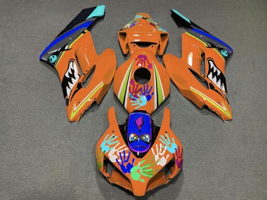 Online Naranja Azul Negro Tiburón Carenado Moto Honda CBR1000RR 2004-2005