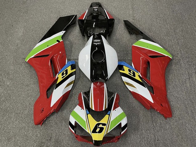 Online Blanco Rojo Verde Amarillo Negro Brillante 6 Carenado Moto Honda CBR1000RR 2004-2005