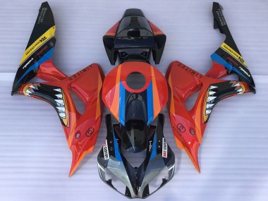 Online Rojo Azul Amarillo Negro Brillante Tiburón Carenado Moto Honda CBR1000RR 2006-2007