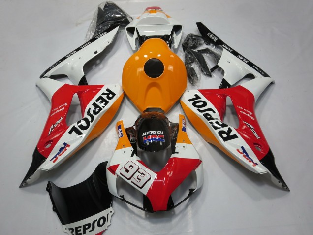 Online Naranja Blanco Rojo Negro Brillante Repsol 93 Carenado Moto Honda CBR1000RR 2006-2007