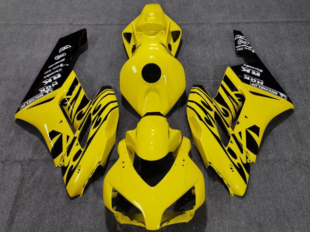 Online Amarillo Negro Brillante Llama Carenado Moto Honda CBR1000RR 2004-2005