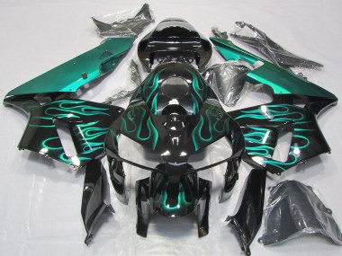 Online Negro Brillante Azul Verdoso Llama Carenado Moto Honda CBR600RR 2005-2006