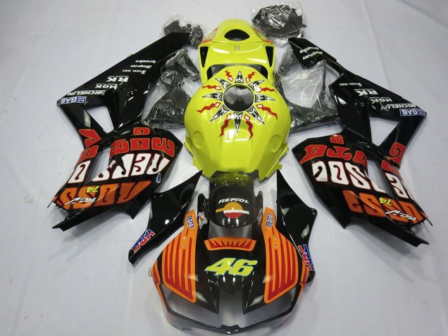 Online Amarillo Naranja Negro Brillante Rossi 46 Carenado Moto Honda CBR600RR 2013-2023