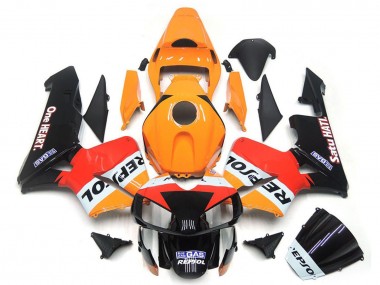 Online Naranja Blanco Rojo Negro Brillante One Heart Repsol Carenado Moto Honda CBR600RR 2003-2004